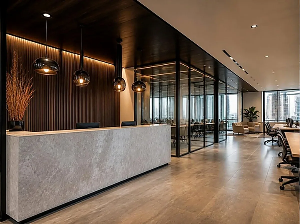 A modern office reception fitted out by NATS